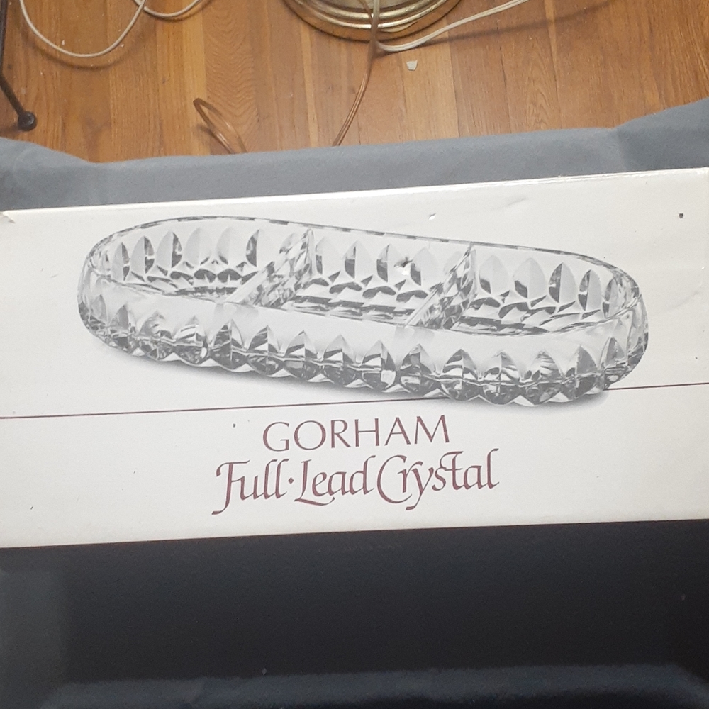 COPY - Gorham full lead Crystal 3 part 12" dish.